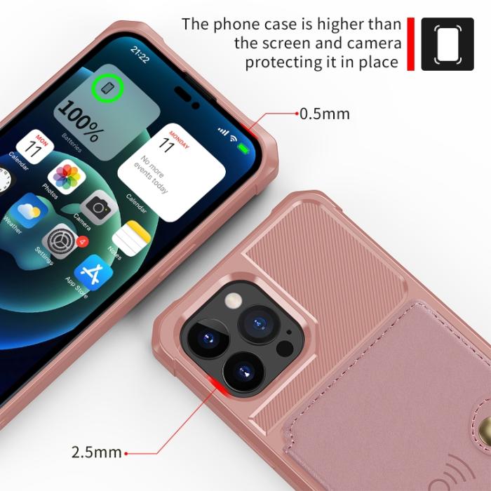 Bild 6,  iPhone 14 Pro Skal Med Plånboksfunktion Roséguld - Teknikhallen.se