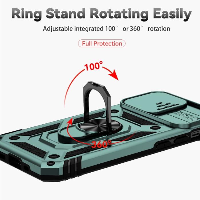 Bild 4,  iPhone 14 Skal Ring Armor Med CamShield Grön - Teknikhallen.se