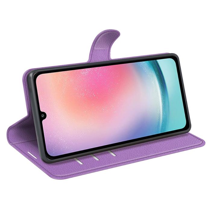 Bild 3,  Samsung Galaxy A25 5G Fodral Litchi Läder Lila - Teknikhallen.se