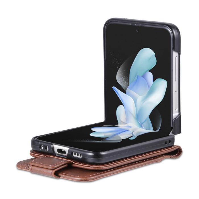 Bild 4, AZNS AZNS Galaxy Z Flip 5 Fodral Läder Mörk Brun - Teknikhallen.se