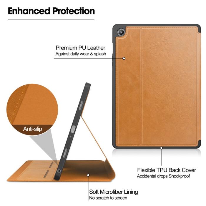 Bild 4,  Galaxy Tab S9 FE Fodral Business Läder Pennhållare Brun - Teknikhallen.se