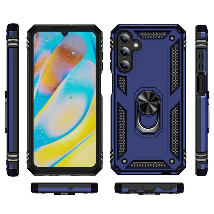 Bild 2,  Samsung Galaxy A15 5G Skal Armor Ring Hybrid Blå - Teknikhallen.se