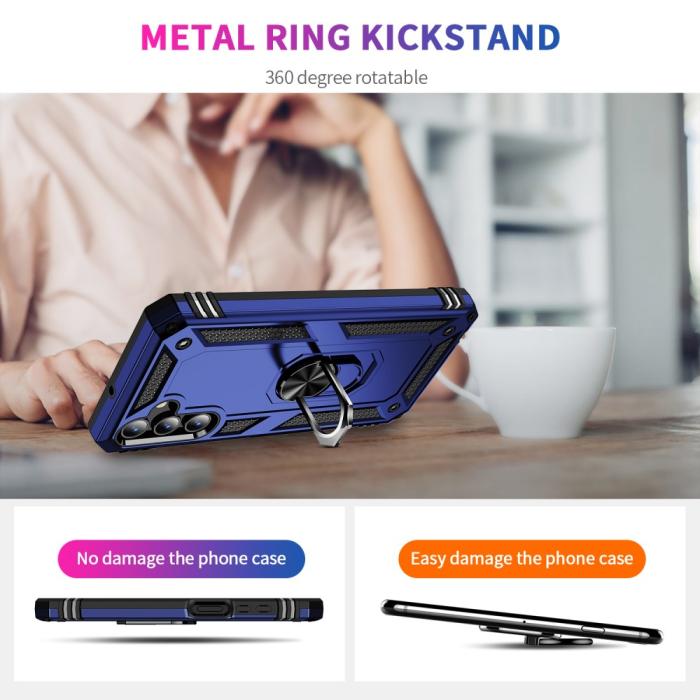 Bild 5,  Samsung Galaxy A15 5G Skal Armor Ring Hybrid Blå - Teknikhallen.se