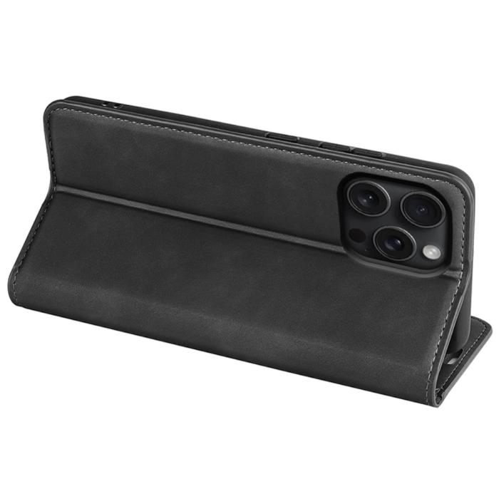 Bild 4,  iPhone 16 Pro Fodral Flip Läder Svart - Teknikhallen.se