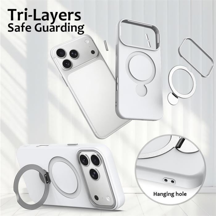 Bild 6,  iPhone 17 Pro Skal MagSafe Kickstand Hybrid Vit - Teknikhallen.se