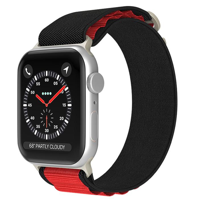 Bild 2, ColorPop Apple Watch 38/40/41/42 mm Armband Alpine Pro Loop Svart/Röd - Teknikhallen.se