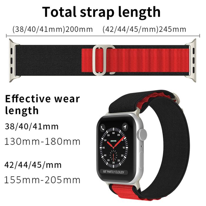 Bild 4, ColorPop Apple Watch 38/40/41/42 mm Armband Alpine Pro Loop Svart/Röd - Teknikhallen.se