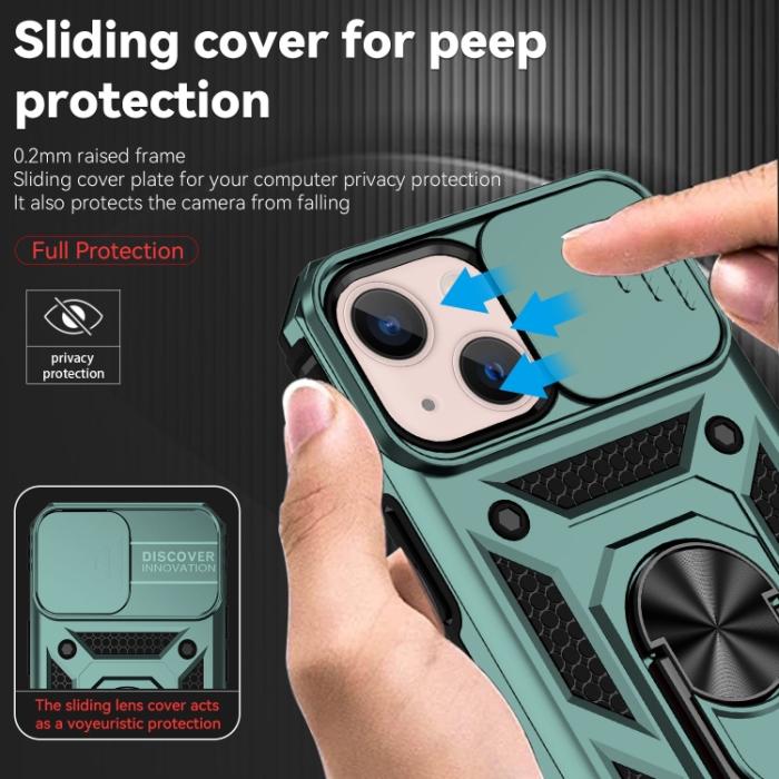 Bild 5,  iPhone 14 Skal Ring Armor Med CamShield Grön - Teknikhallen.se