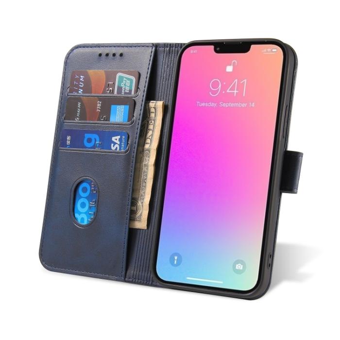 Bild 6,  iPhone 14 Fodral Solid Läder Blå - Teknikhallen.se