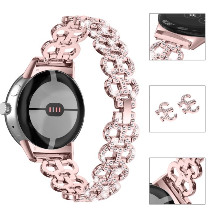 Bild 4,  Google Pixel Watch/Pixel Watch 2 Metal Bling Armband Roséguld - Teknikhallen.se