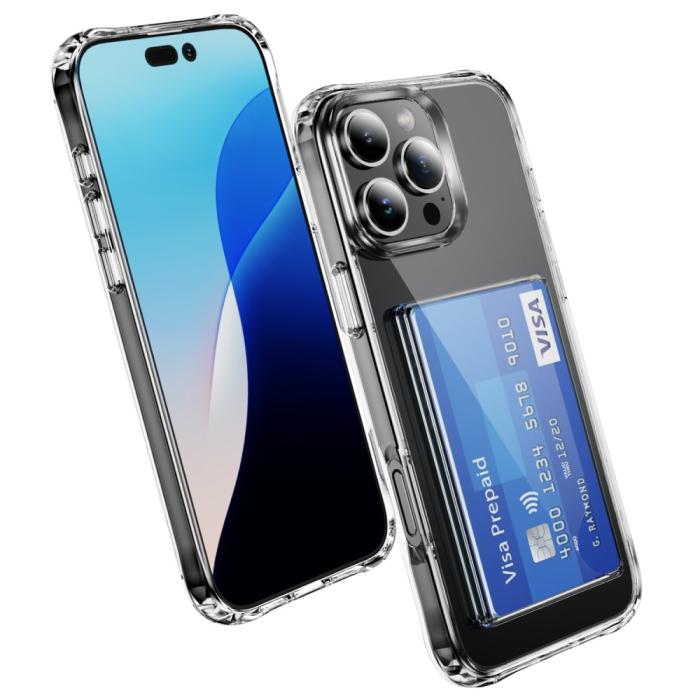 Bild 2,  iPhone 16 Pro Skal Med Kortfack TPU Transparent - Teknikhallen.se