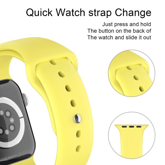 Bild 4, ColorPop Apple Watch 38/40/41/42 mm Silikon Armband (S/M) Gul - Teknikhallen.se