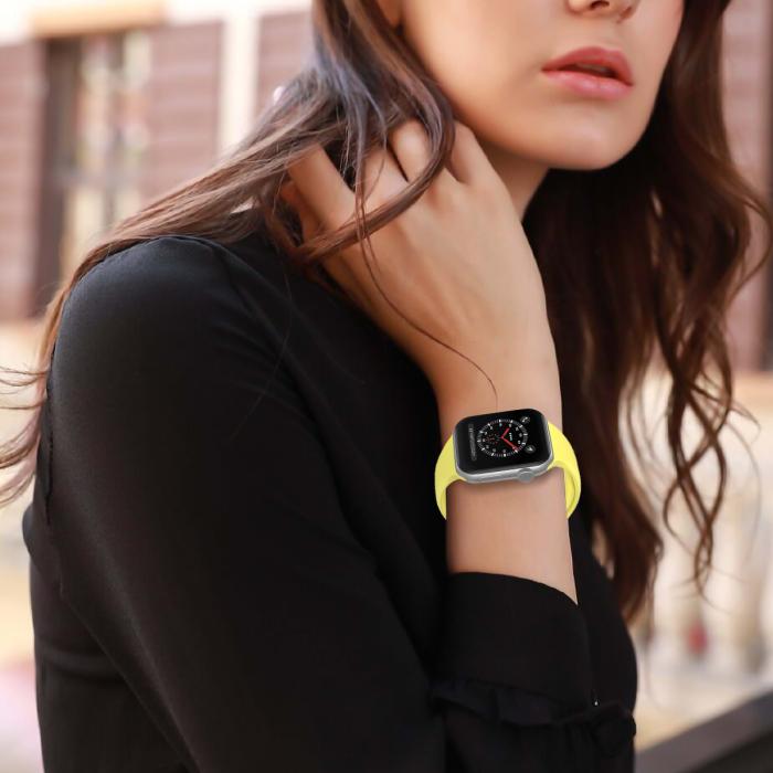 Bild 5, ColorPop Apple Watch 38/40/41/42 mm Silikon Armband (S/M) Gul - Teknikhallen.se