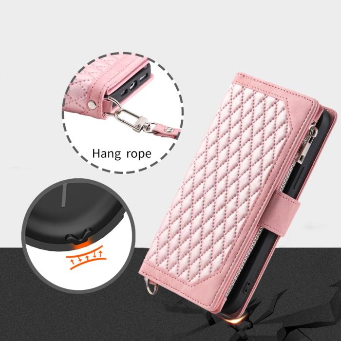 Bild 6,  Motorola Moto G35 5G Plånboksfodral Rhombus Läder Rosa - Teknikhallen.se