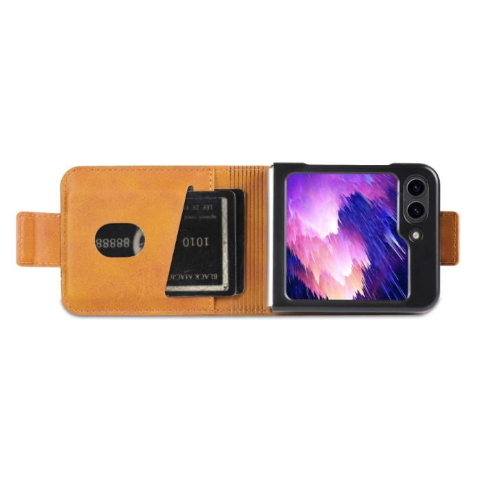 Bild 2, AZNS AZNS Galaxy Z Flip 5 Fodral Läder Brun - Teknikhallen.se