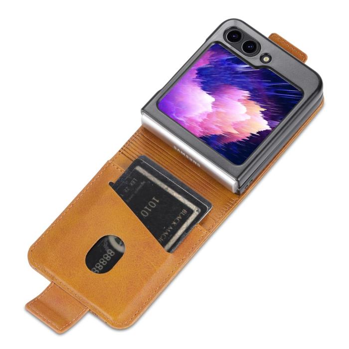 Bild 3, AZNS AZNS Galaxy Z Flip 5 Fodral Läder Brun - Teknikhallen.se