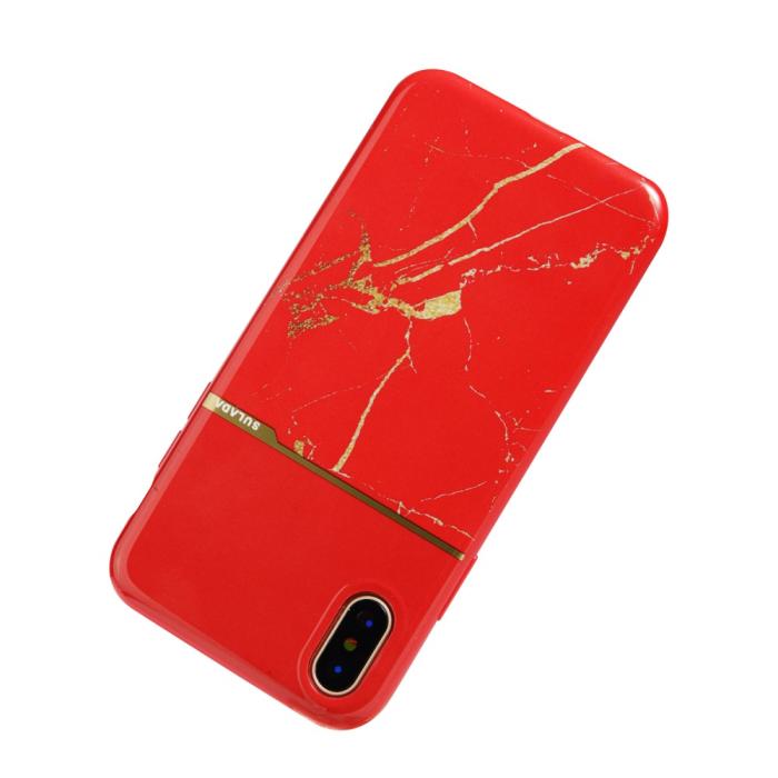 Bild 5, SULADA iPhone X/Xs - SULADA Marmor Skal - Röd - Teknikhallen.se