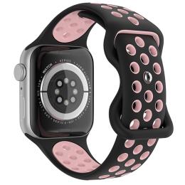 ColorPop Sportarmband Dual-Color Apple Watch 42/44/45/49 mm (M/L) Svart/Rosa - Teknikhallen.se