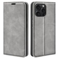  iPhone 16 Pro Fodral Flip L&auml;der Gr&aring; - Teknikhallen.se