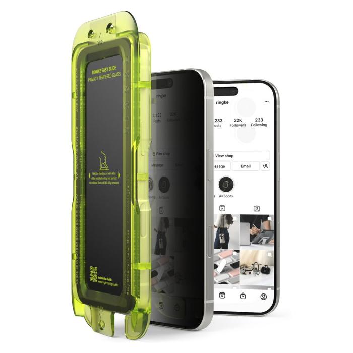 Bild 2, Ringke Ringke iPhone 17 2-PACK Easy Slide Skärmskydd Privacy - Teknikhallen.se