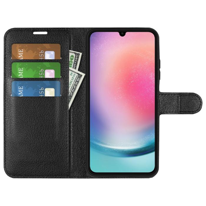 Bild 2,  Samsung Galaxy A16 Fodral Litchi Läder Svart - Teknikhallen.se