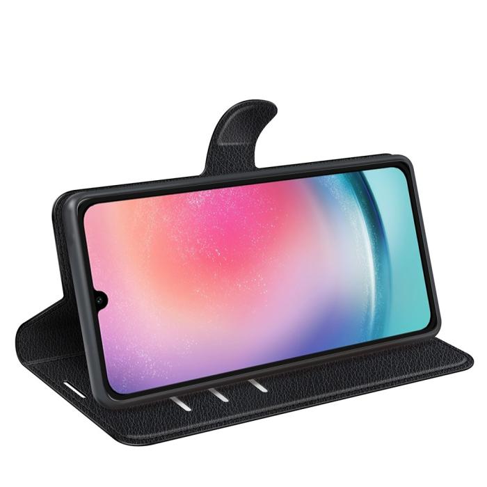 Bild 3,  Samsung Galaxy A16 Fodral Litchi Läder Svart - Teknikhallen.se
