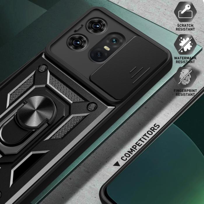 Bild 6,  Motorola Edge 50 Pro 5G CamShield Armor Hybrid Ring Skal Svart - Teknikhallen.se