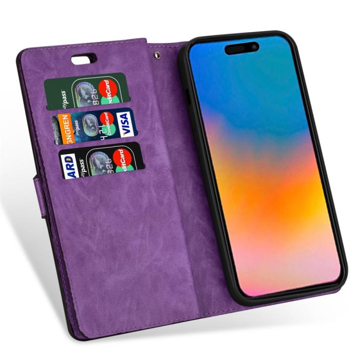Bild 4,  iPhone 15 Plus Multifunktionellt Fodral Lila - Teknikhallen.se