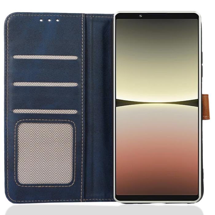 Bild 3,  Sony Xperia 1 V Fodral Dual-Color Läder Blå - Teknikhallen.se