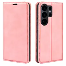  Samsung Galaxy S26 Ultra Fodral Flip Skin Touch L&auml;der Rosa - Teknikhallen.se
