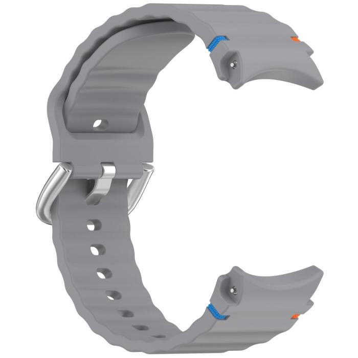 Bild 3,  Galaxy Watch 5/5 Pro/6/7/FE Armband Silikon Wave Design Grå - Teknikhallen.se