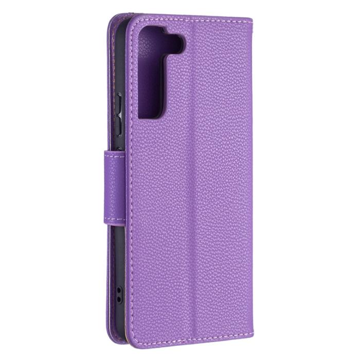 Bild 5,  Samsung Galaxy S22 Plus Fodral Litchi Textur Läder Lila - Teknikhallen.se