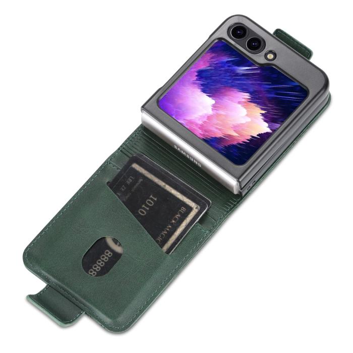 Bild 2, AZNS AZNS Galaxy Z Flip 5 Fodral Läder Grön - Teknikhallen.se