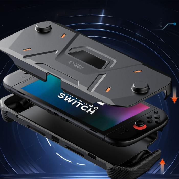 Bild 5, Tech-Protect Tech-Protect Nintendo Switch 2 Fodral Carbonox Svart - Teknikhallen.se