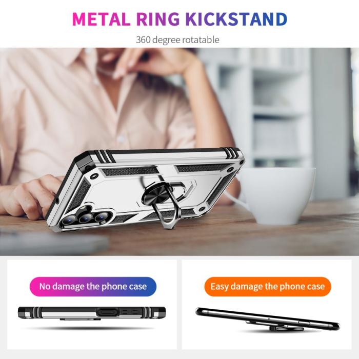Bild 5,  Samsung Galaxy A15 5G Skal Armor Ring Hybrid Silver - Teknikhallen.se
