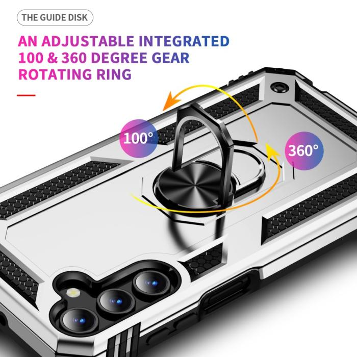Bild 6,  Samsung Galaxy A15 5G Skal Armor Ring Hybrid Silver - Teknikhallen.se