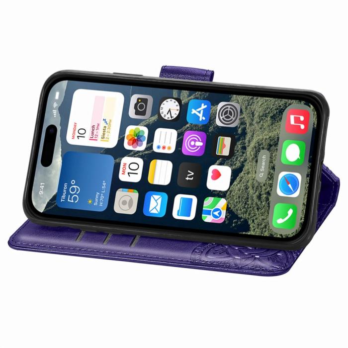 Bild 4,  iPhone 17e / 16e Fodral Med Fjäril Tryck Lila - Teknikhallen.se