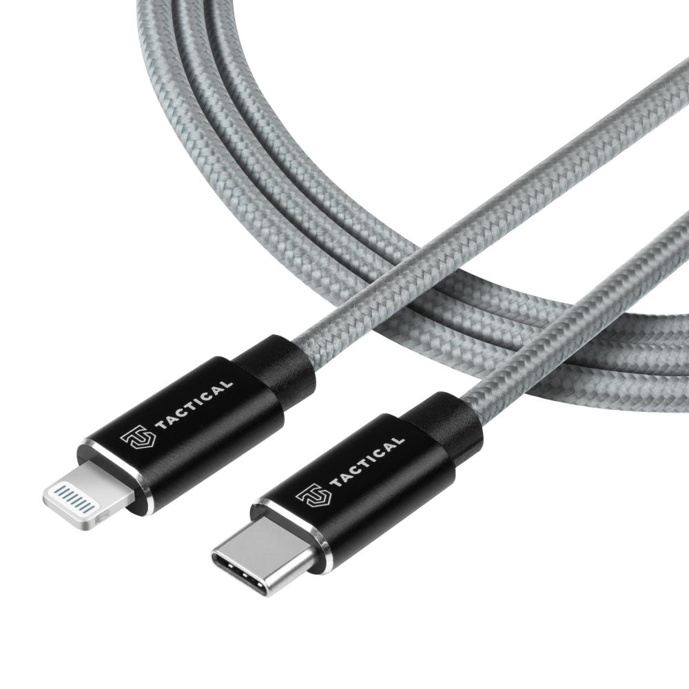 Tactical Tactical 1m 20W MFi USB-C - Lightning Laddkabel Nylon Grå - Teknikhallen.se