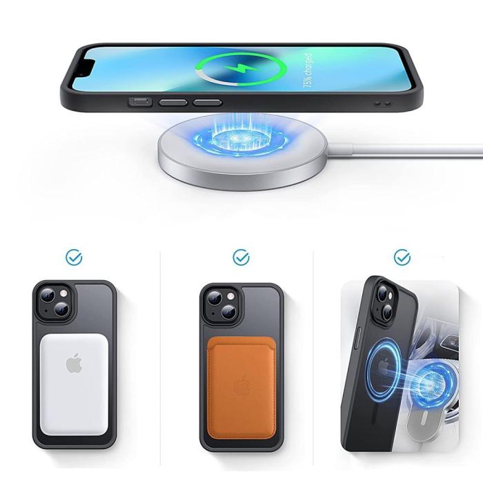 Bild 4, Tech-Protect Tech-Protect iPhone 14 Pro Max Skal MagSafe MagMat Svart/Transparent - Teknikhallen.se