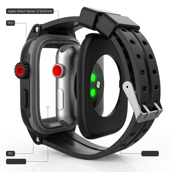 Bild 2, ShellBox ShellBox Armband Apple Watch 42 mm Vattentätt Skal Svart - Teknikhallen.se