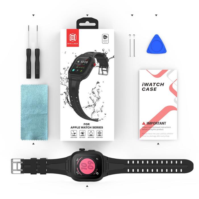 Bild 6, ShellBox ShellBox Armband Apple Watch 42 mm Vattentätt Skal Svart - Teknikhallen.se