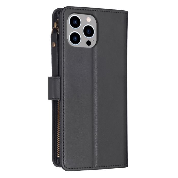 Bild 3,  iPhone 15 Pro Max 9-Kort Multifunktionellt Läder Fodral Svart - Teknikhallen.se