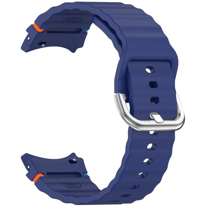 Bild 2,  Galaxy Watch 5/5 Pro/6/7/FE Armband Silikon Wave Design Blå - Teknikhallen.se