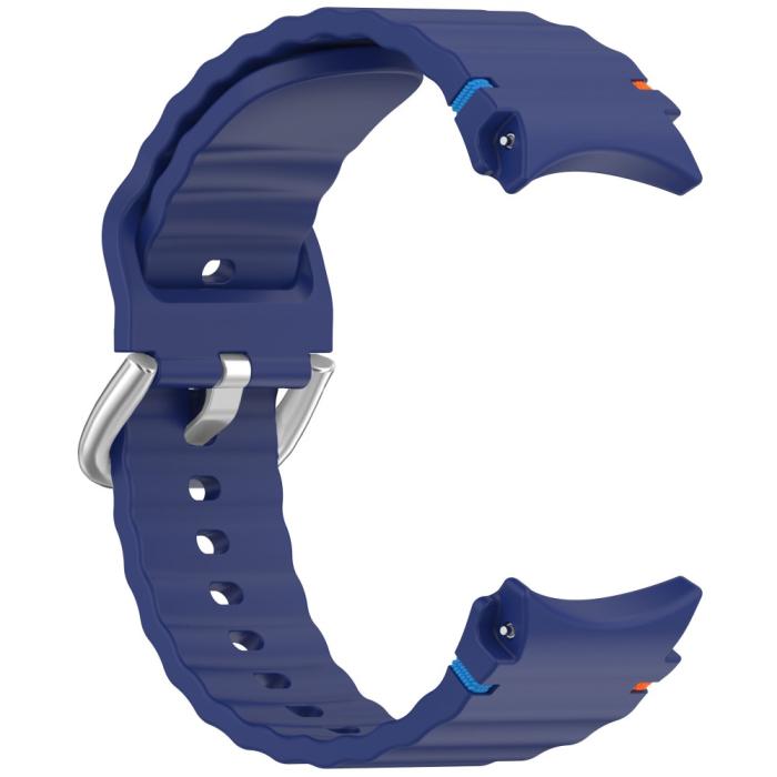 Bild 3,  Galaxy Watch 5/5 Pro/6/7/FE Armband Silikon Wave Design Blå - Teknikhallen.se