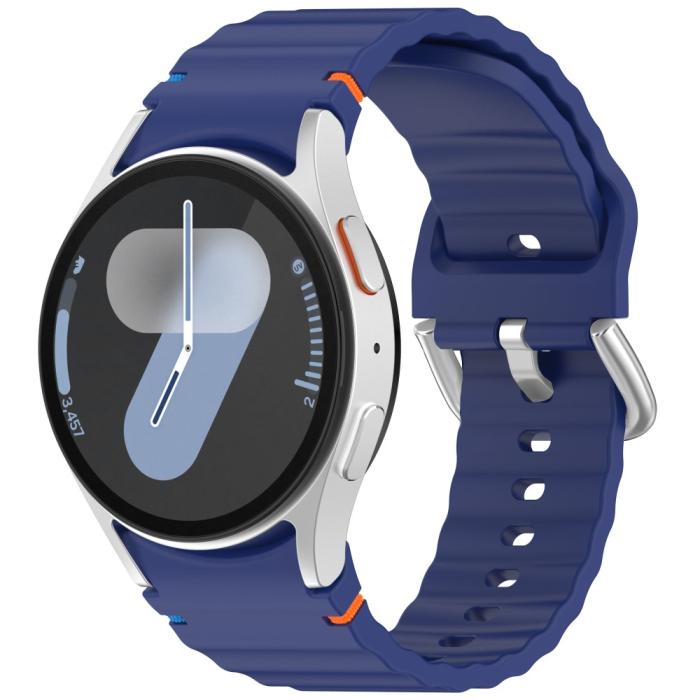 Bild 4,  Galaxy Watch 5/5 Pro/6/7/FE Armband Silikon Wave Design Blå - Teknikhallen.se