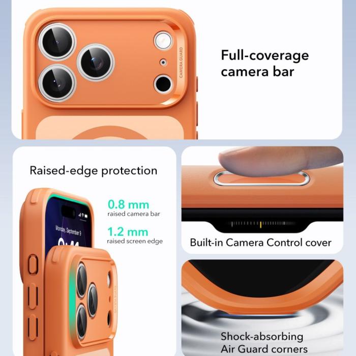 Bild 2, ESR ESR iPhone 17 Pro Max Skal MagSafe Classic Hybrid Frosted Orange - Teknikhallen.se