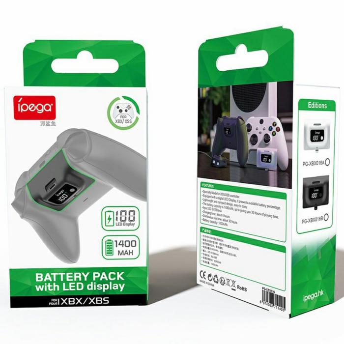 Bild 6, iPega iPega 1400 mAh Batteripaket Med Display För Xbox X/S Handkontroll Vit - Teknikhallen.se