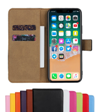  iPhone 11 Pro Max - Pl&aring;nboksfodral I &Auml;kta L&auml;der - V&auml;lj F&auml;rg! - Teknikhallen.se