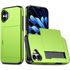  iPhone 16 Skal Hybrid Med Kortfack Gr&ouml;n - Teknikhallen.se