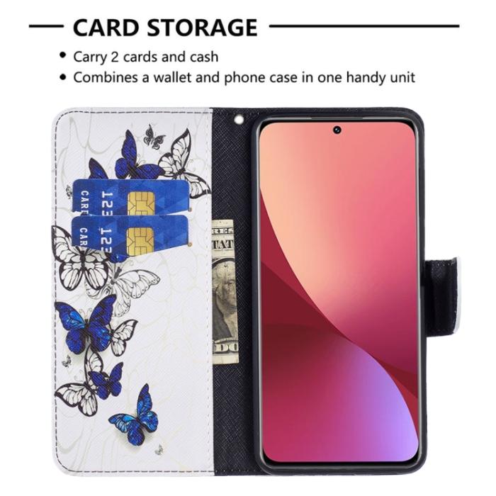 Bild 5,  Xiaomi 12 Fodral Med Tryck Blå Fjärilar - Teknikhallen.se